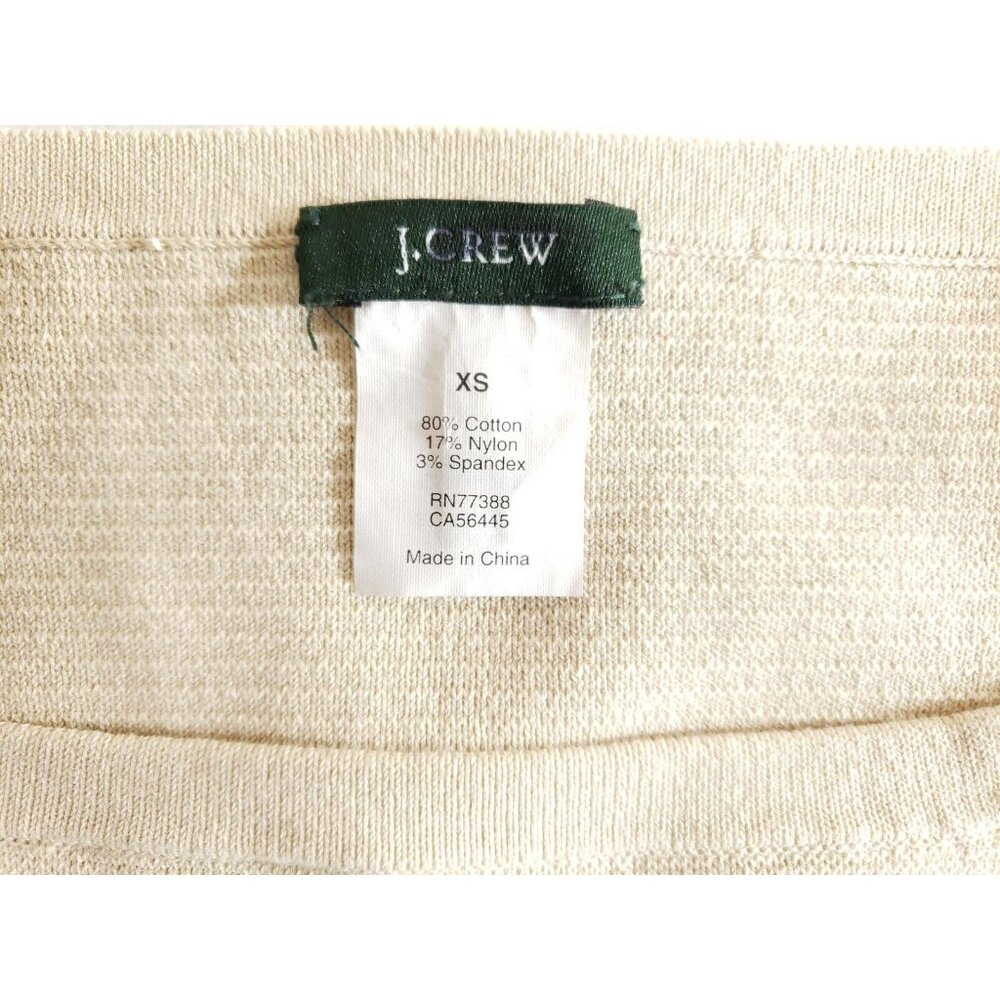 J Crew Fashion Sweater Women's Size XS Beige Blue Stretch 3/4 Sleeve Boat Neck - Picture 5 of 7